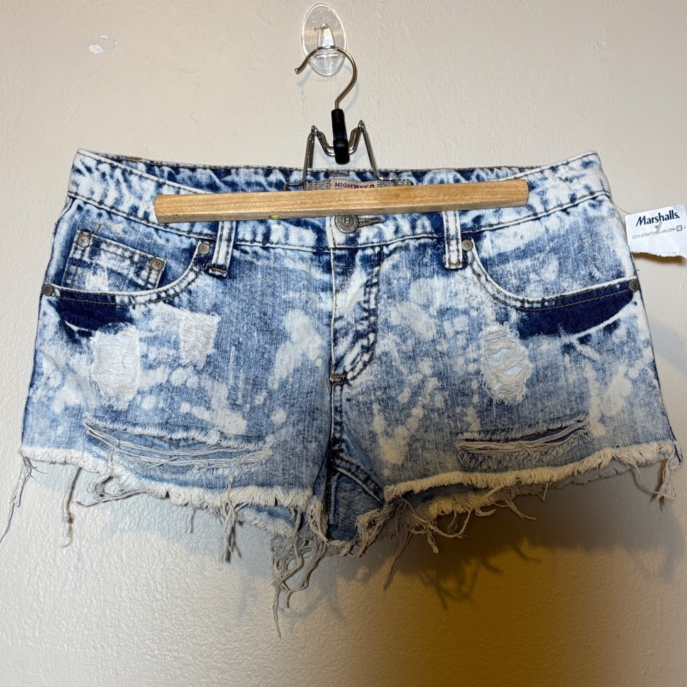 Acid Wash Distressed Jean Shorts